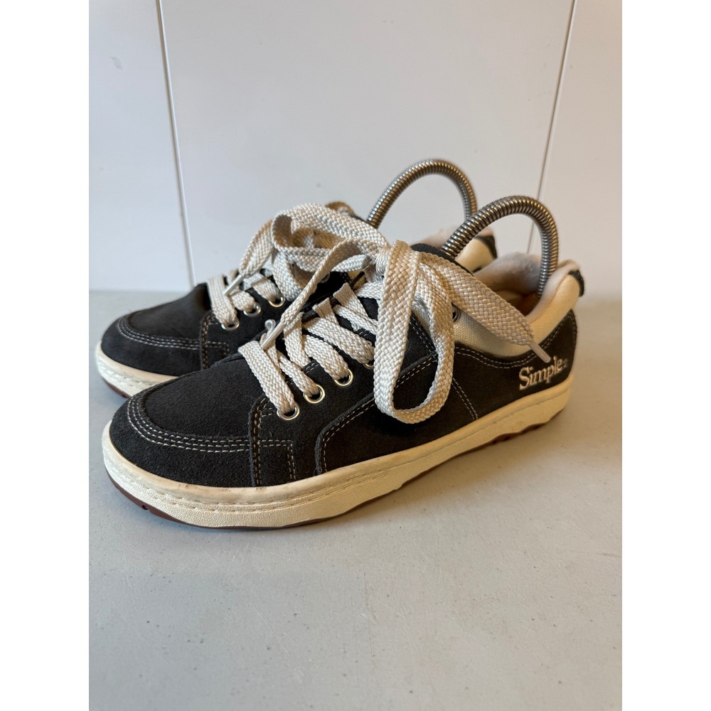 Simple OS Sneaker Charcoal Grey Suede Canvas Low Top Shoes 6M W8